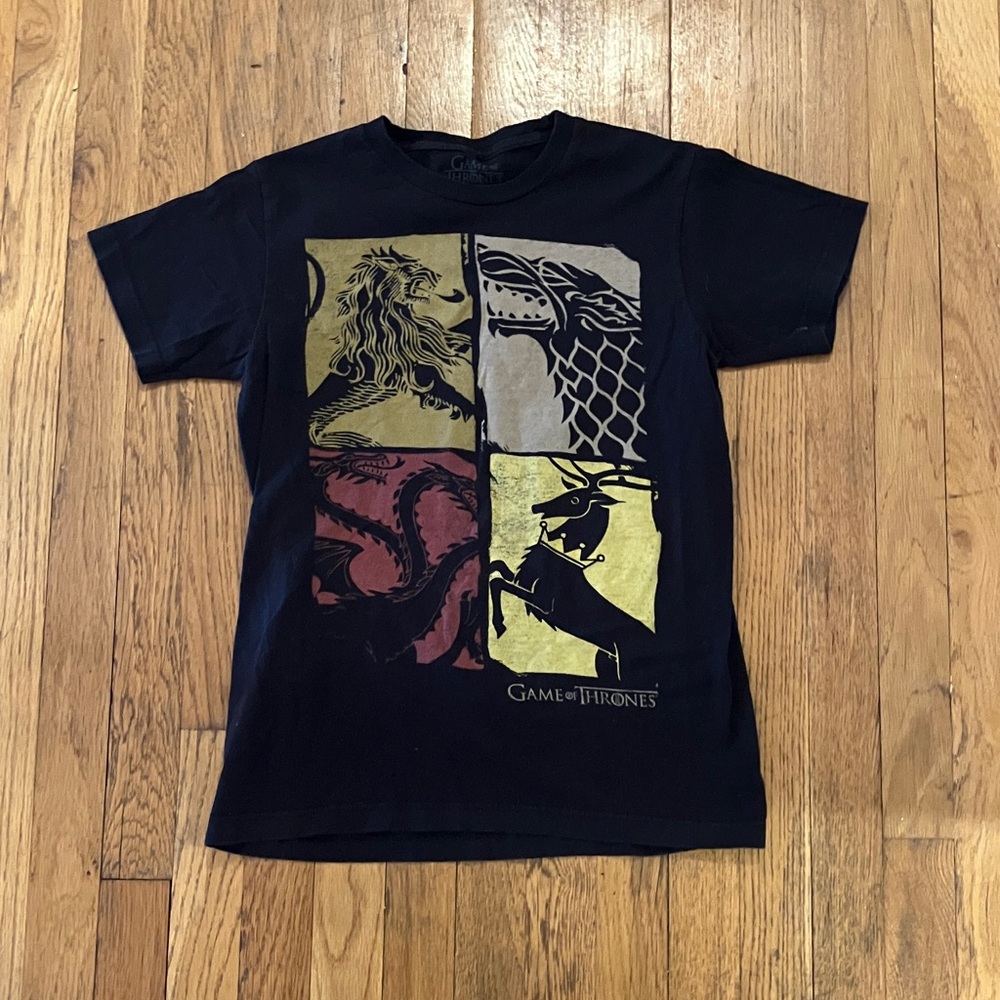 HBO game of thrones 4 houses crests graphic black tee size small men’s